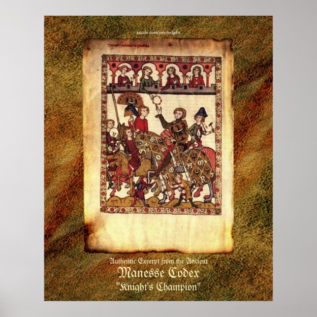 Manesse Codex excerpt Mediaeval Knights Art Print (Front)