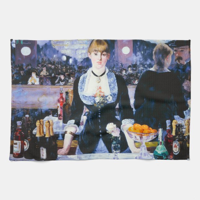 Manet Bar at the Folies Bergere Kitchen Towel (Horizontal)