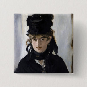 Manet - Berthe Morisot with a bouquet of violets 15 Cm Square Badge