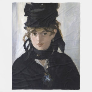Manet - Berthe Morisot with a bouquet of violets Fleece Blanket
