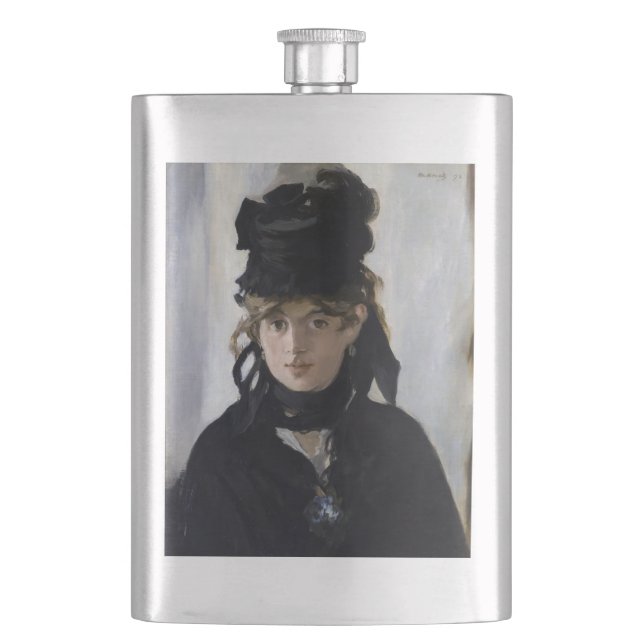 Manet - Berthe Morisot with a bouquet of violets Hip Flask (Front)