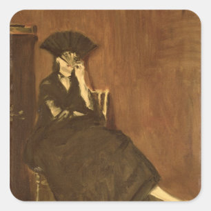 Manet   Berthe Morisot  with a Fan, 1872 Square Sticker