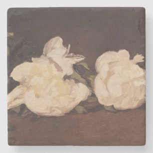 Manet   Branch of White Peonies and Secateurs Stone Coaster