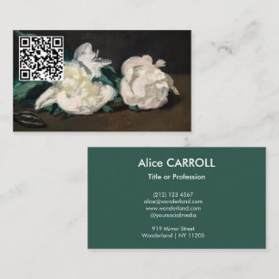 Manet - Branch White Peonies, Secateurs - QR Code Business Card