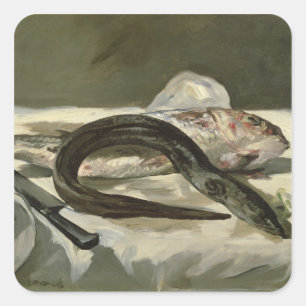 Manet   Eel and Red Mullet, 1864 Square Sticker