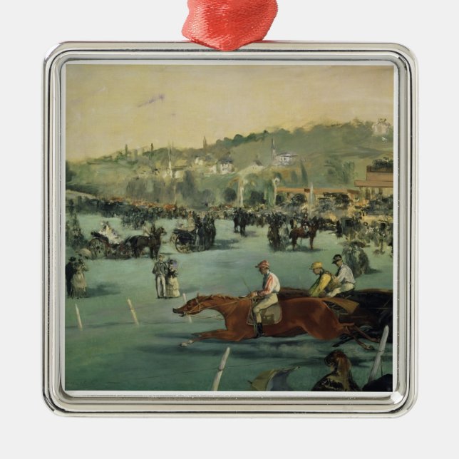 Manet | Horse Racing, 1872 Metal Tree Decoration (Front)