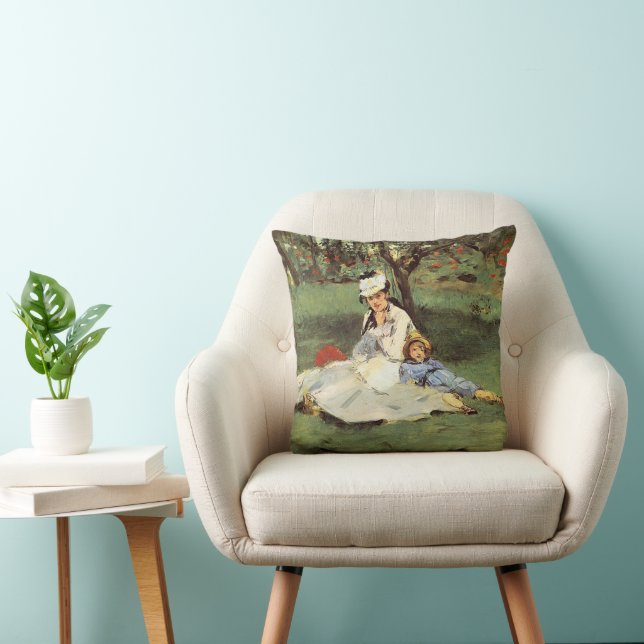 Manet Impressionist French Family Garden Painting Cushion (Chair)