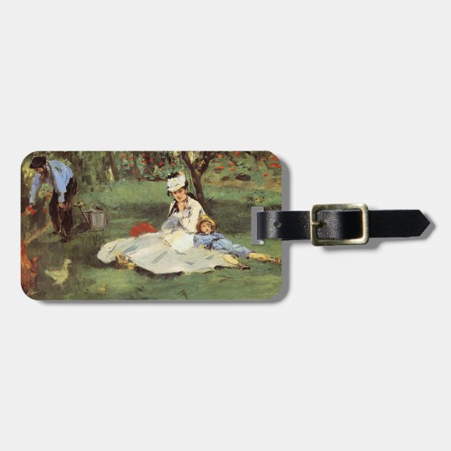 Manet Impressionist French Family Garden Painting Luggage Tag (Front Horizontal)