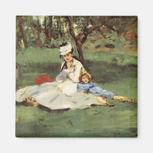 Manet Impressionist French Family Garden Painting Magnet