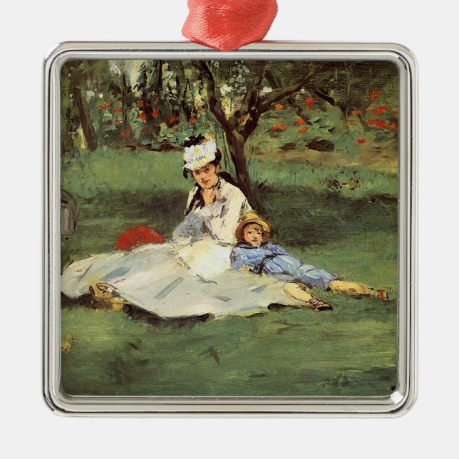 Manet Impressionist French Family Garden Painting Metal Tree Decoration (Front)