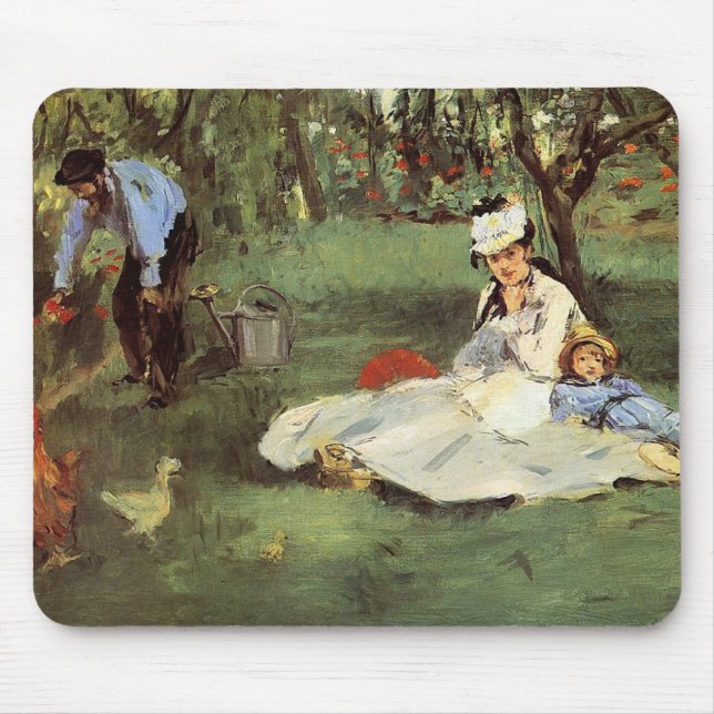 Manet Impressionist French Family Garden Painting Mouse Pad (Front)