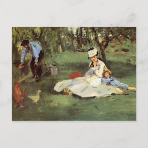 Manet Impressionist French Family Garden Painting Postcard