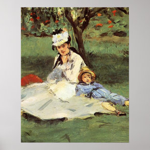 Manet Impressionist French Family Garden Painting Poster