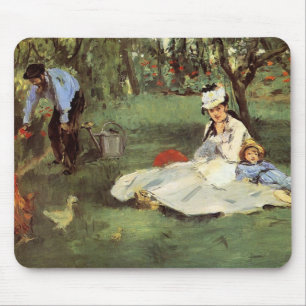 Manet Impressionist French family in garden Mouse Pad