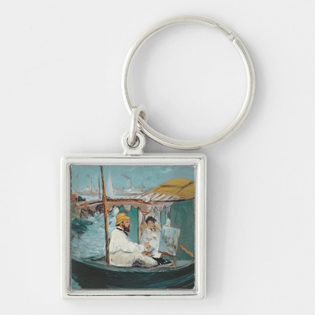 Manet | Monet in his Floating Studio, 1874 Key Ring (Front)