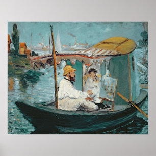 Manet   Monet in his Floating Studio, 1874 Poster