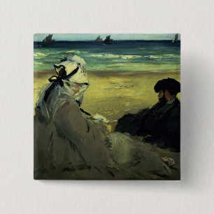 Manet   On the Beach, 1873 15 Cm Square Badge