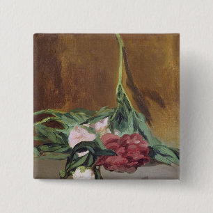 Manet   Stem of Peonies and Secateurs, c.1864 15 Cm Square Badge