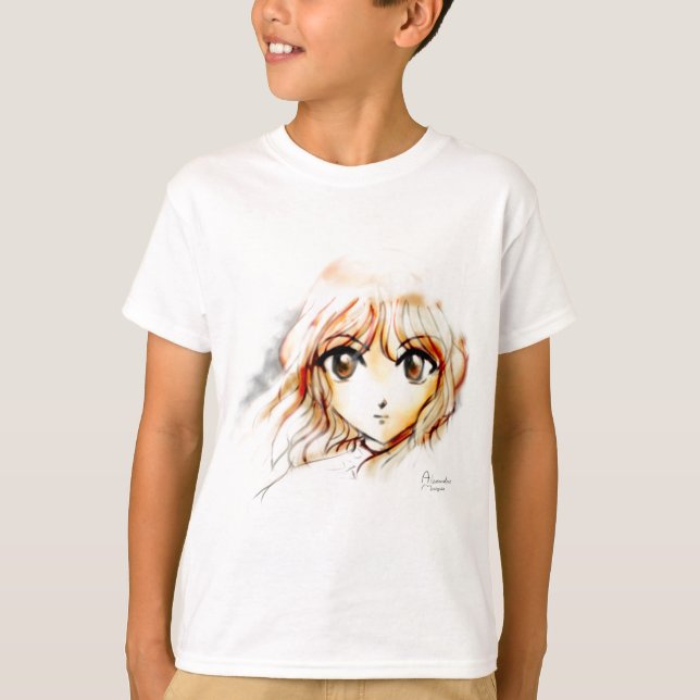 Manga Anime Girl sketch big eyes kawaii cute T-Shirt (Front)
