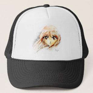 Manga Anime Girl sketch big eyes kawaii cute Trucker Hat