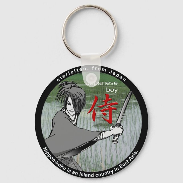 MANGA boy SAMURAI rose Key Ring (Front)