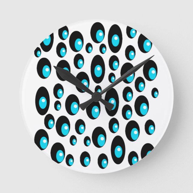 Manga cute punk-like eyes dotty style round clock (Front)