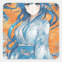 Manga girl sticker leu