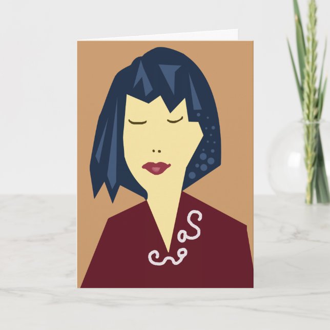 Manga hair birthday girl card (Front)