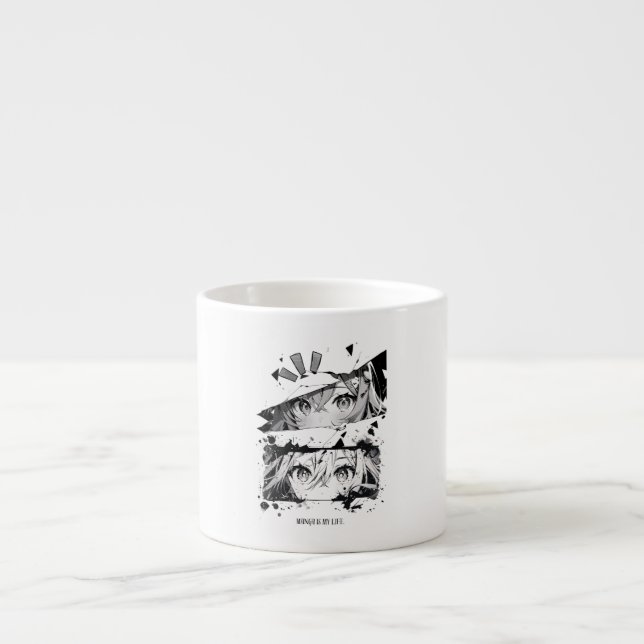 Manga Is My Life Anime Eyes Glitch Art Espresso Cup (Front)