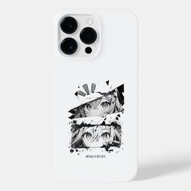 Manga Is My Life Anime Eyes Glitch Art iPhone Case (Back)