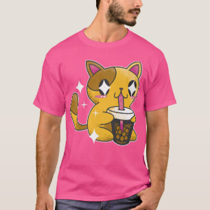 Manga Kitten Japanese Cute Bubble Tea 1429 T-Shirt