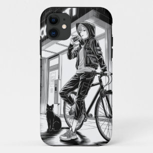 Manga Monochrome Illustration - Cyberpunk Girl Case-Mate iPhone Case