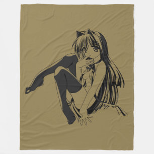 Manga, Neko Catgirl Furry Anime Loli Slave Fleece Blanket