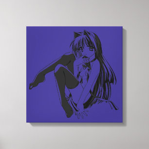 Manga, Neko Catgirl Furry Kawaii Loli  Canvas Print