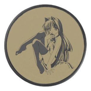 Manga, Neko Catgirl Furry Kawaii Loli  Hockey Puck