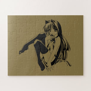 Manga, Neko Catgirl Furry Kawaii Loli  Jigsaw Puzzle