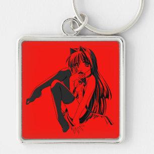 Manga, Neko Catgirl Furry Kawaii Loli  Key Ring
