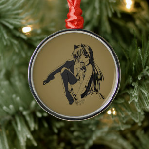 Manga, Neko Catgirl Furry Kawaii Loli Metal Tree Decoration