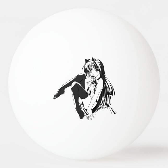 Manga, Neko Catgirl Furry Kawaii Loli  Ping Pong Ball (Front)