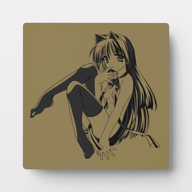 Manga, Neko Catgirl Furry Kawaii Loli  Plaque (Front)