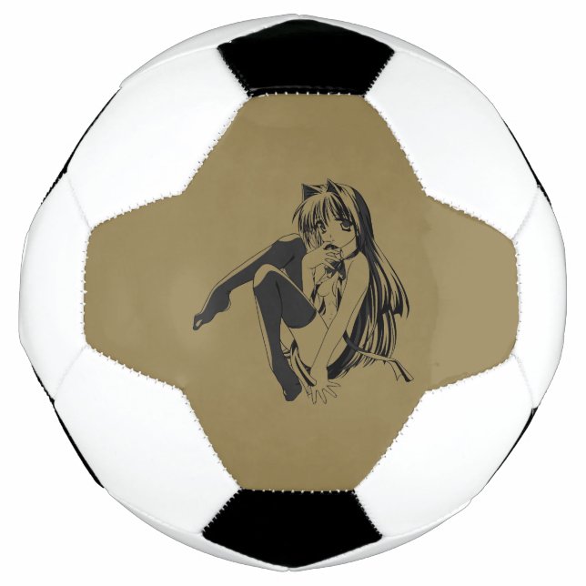 Manga, Neko Catgirl Furry Kawaii Loli  Soccer Ball (Front)