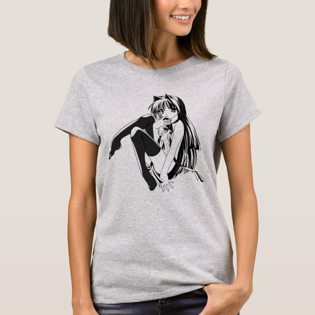 Manga, Neko Catgirl Furry Kawaii Loli  T-Shirt (Front)