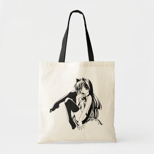 Manga, Neko Catgirl Furry Kawaii Loli  Tote Bag (Front)
