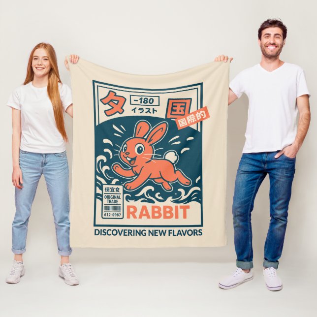 Manga Rabbit Fleece Blanket (In Situ)
