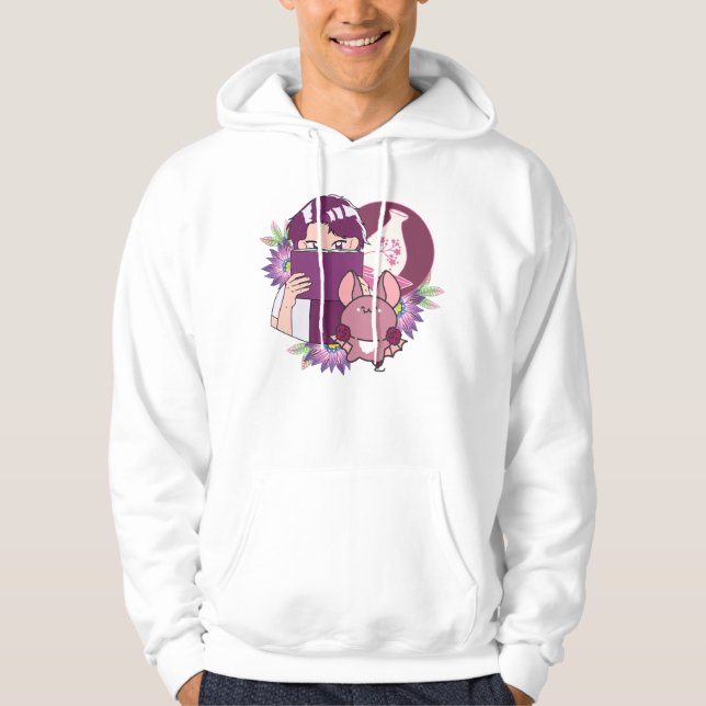 Manga Reader, Sake and Bat with Prosthesis Hoodie (Front)
