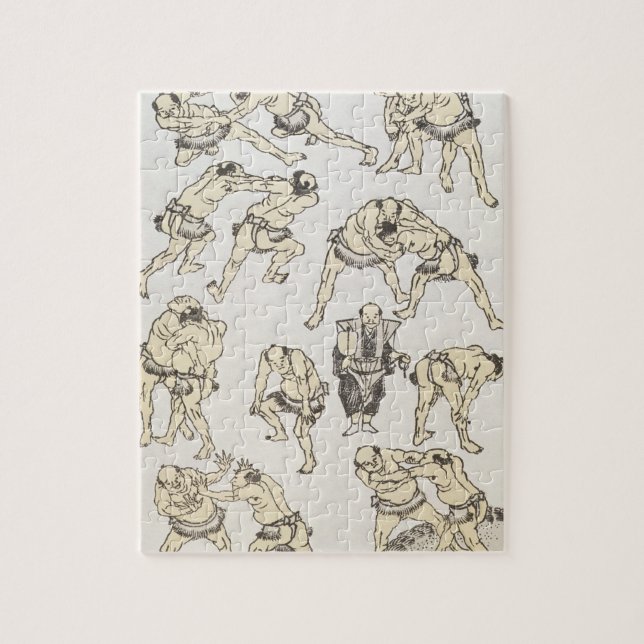 Manga: studies of gestures and postures of wrestle jigsaw puzzle (Vertical)
