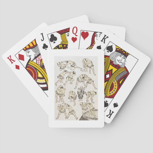 Manga: studies of gestures and postures of wrestle playing cards (Back)