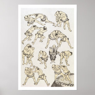 Manga: studies of gestures and postures of wrestle poster
