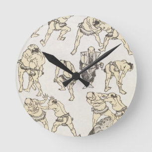 Manga: studies of gestures and postures of wrestle round clock