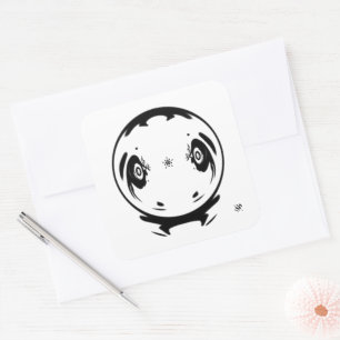 Manga Weird Kid Thing Strange Cartoon Character Square Sticker